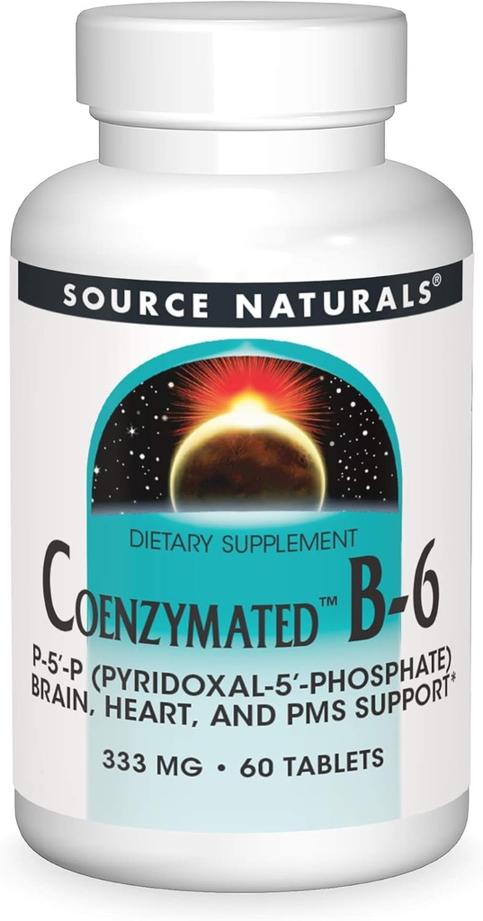 Source Naturals Coenzymated B-6는 건강한 신경계*, 333mg - 60 정제를 승진시킵니다