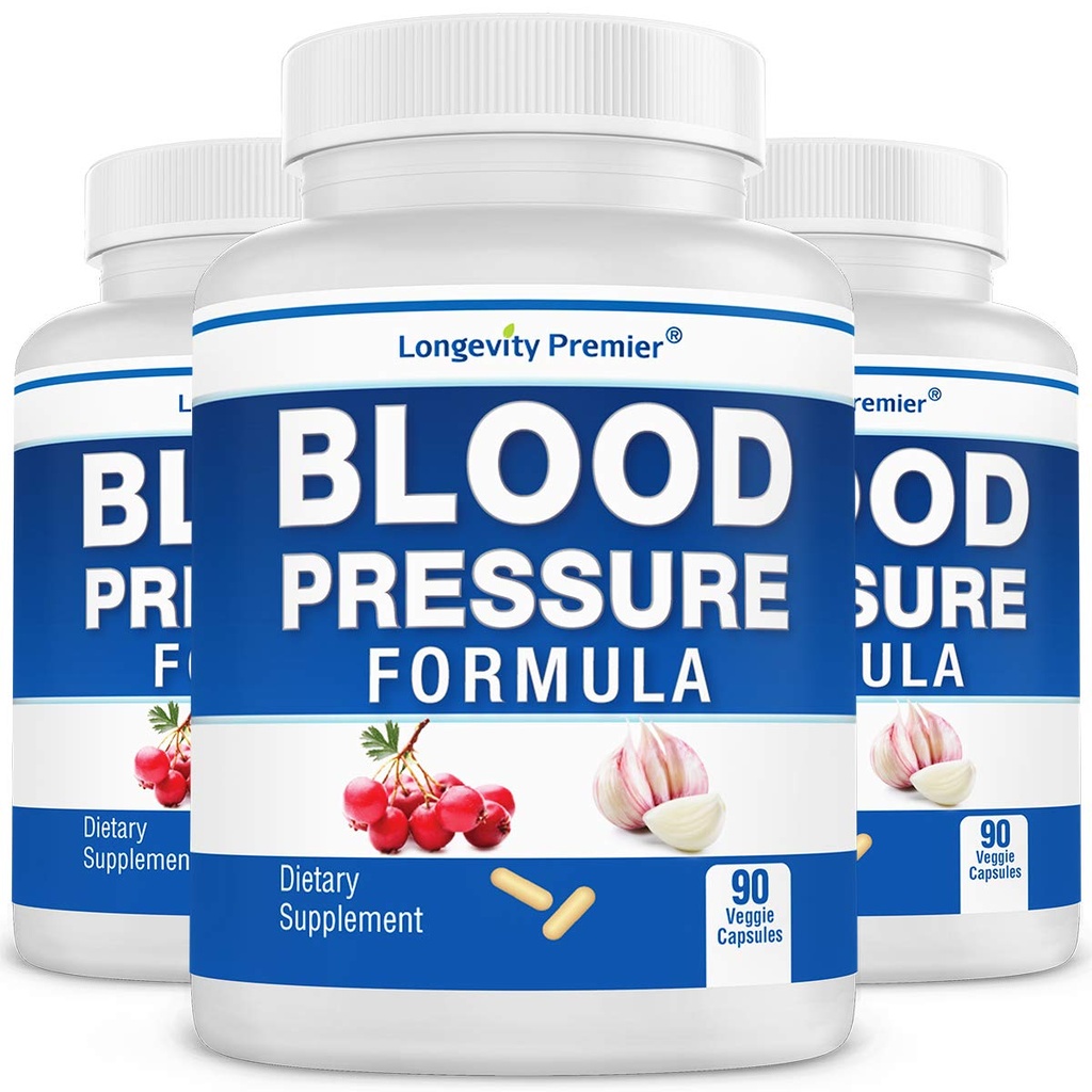 [3-Bottle Value Pack] Longevity Blood Pressure Formula - 12+ 천연 허브. 규정 준수