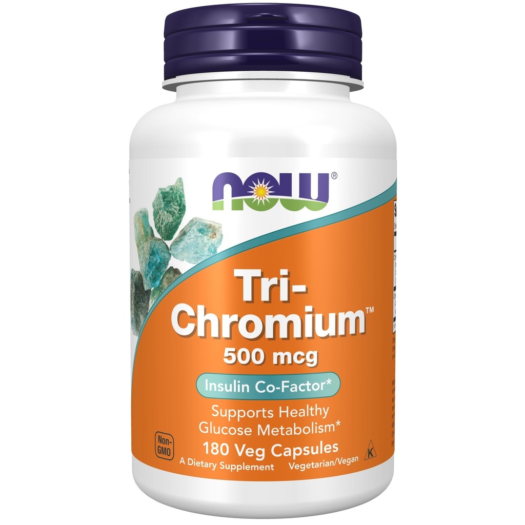 NOW 식품 보충제, 세 배 - 크롬 TM 500 mcg Cinnamon, Insulin Co-Factor *, 180 Veg 캡슐