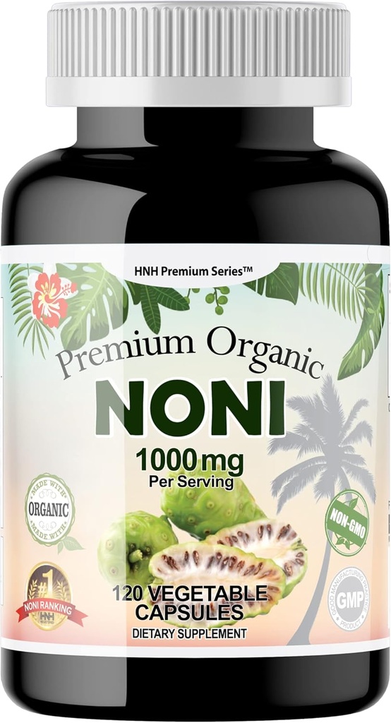 Dr.K&C HNHusa 우수한 유기 Noni 1000 mg 120 Veggie 캡슐 강력한 순수한 산화 방지제 지원 면역 체계 전반적인 건강 Morinda Citrifolia 추출물 Vegan 비 GMO 충전물은 보충합니다