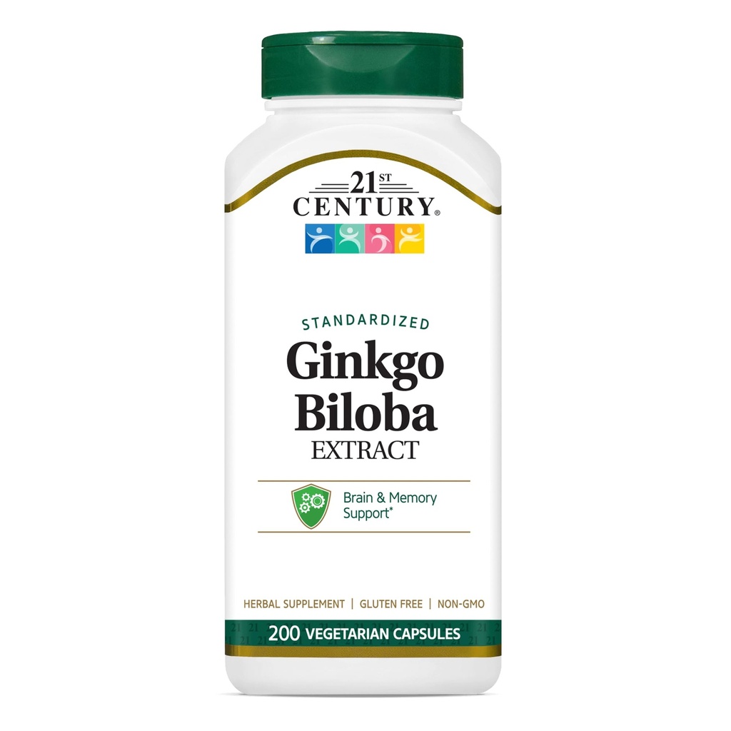 21세기 은행나무 Biloba 추출물 Veg-Capsules, 200-Count (21687)