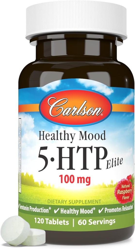 Carlson 건강한 무드 5-htp 엘리트 50mg 딸기 Chewables의 120의 정제