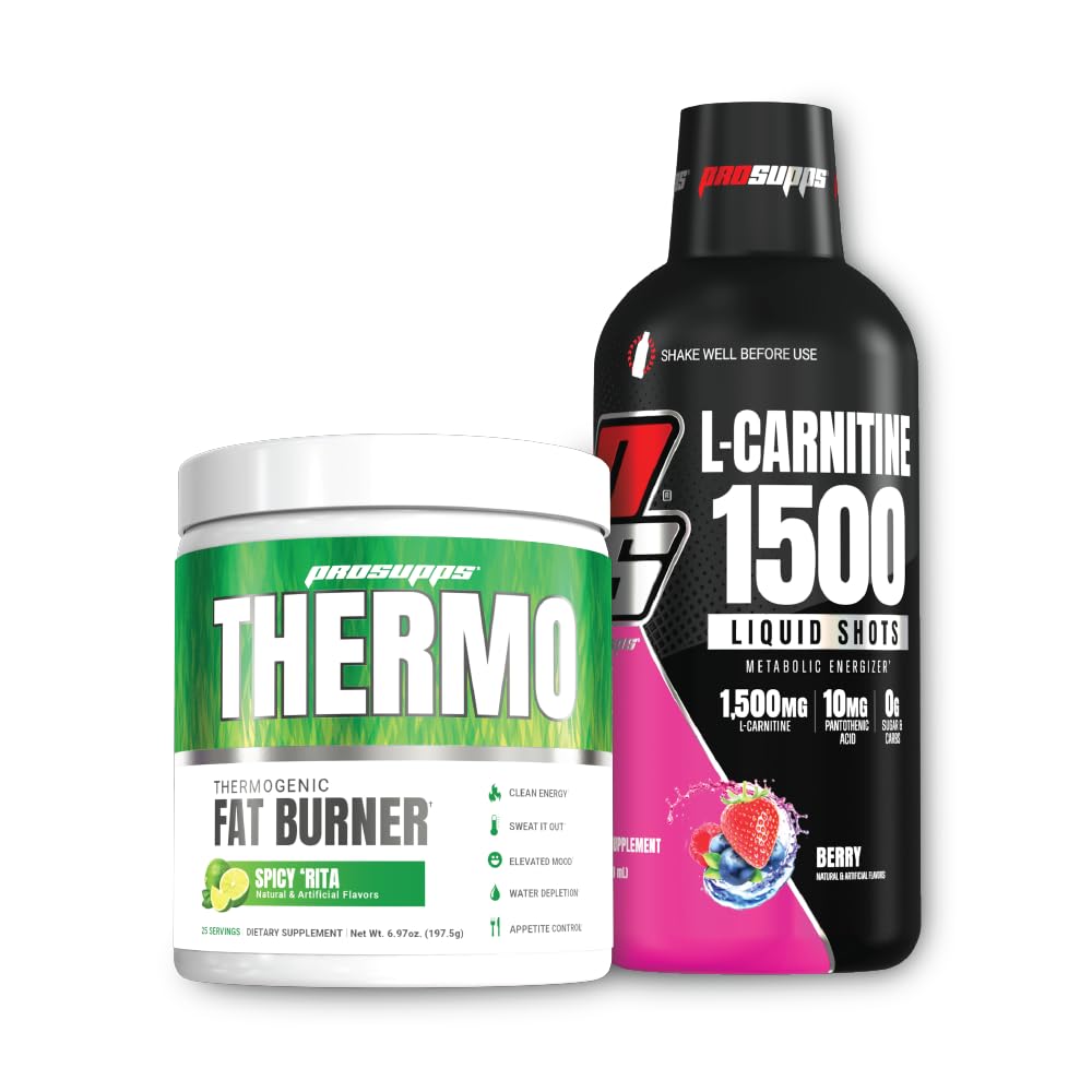 PROSUPPS Thermo Fat Burning Thermogenic Powder Spicy Rita 및 1500 L-Carnitine Berry - 무게 관리 및 사전 운동 - 에너지, 무드, 식욕 제어 -