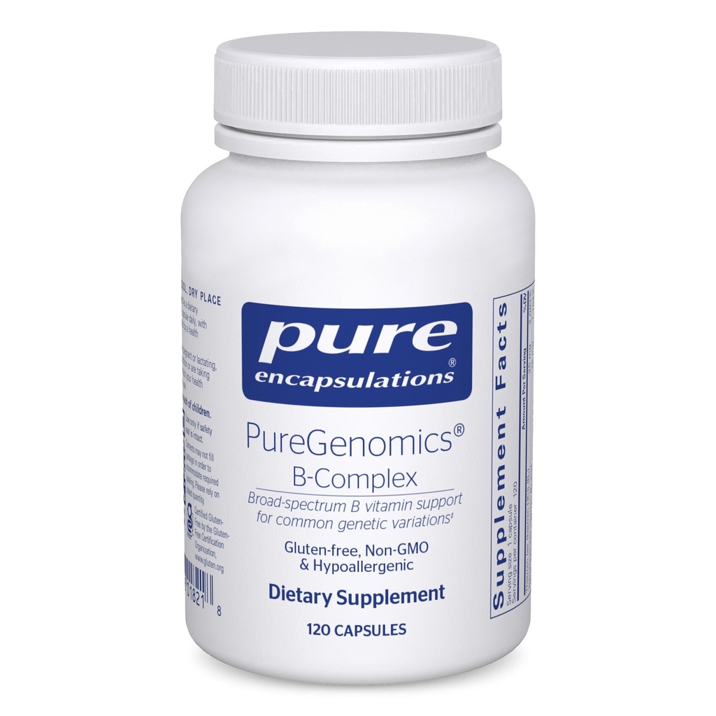 Pure Encapsulations PureGenomics B-Complex - 유전 표현, 세포 기능, 호르몬 생산 및 에너지 대사를위한 넓은 스펙트럼 B 비타민 지원 * - 비타민 B12 및 B6-120 캡슐