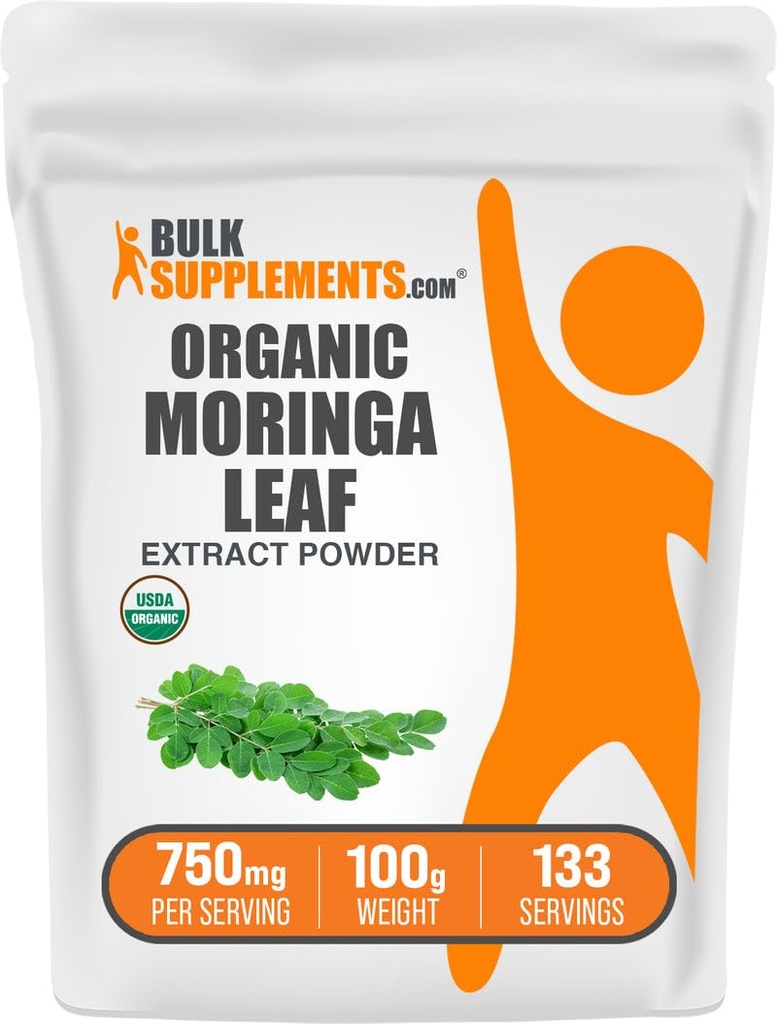 BulkSupplements.com 유기 Moringa 추출물 분말 - Moringa Oleifera에서 Superfood 보충교재 - Vegan & 글루텐 무료, 봉사 당 750mg, 100g (3.5 oz) (팩 1)