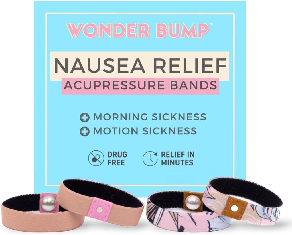 모닝 세이크스 릴리프 팔찌 | Acupressure Anti Nausea Band for Pregnancy Nausea Relief, First Trimester Pregnancy Essentials (2 세트) (중간)