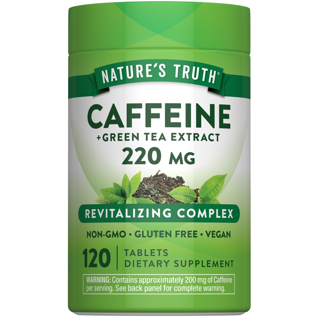 Nature's Truth Caffeine Pills | 220mg | 120 개 | 녹차 추출물 | Vegan, Non-GMO 및 글루텐 무료 보충