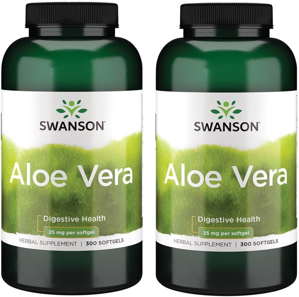 Swanson Aloe Vera 25 밀리그램 300 Sgels (2 팩)