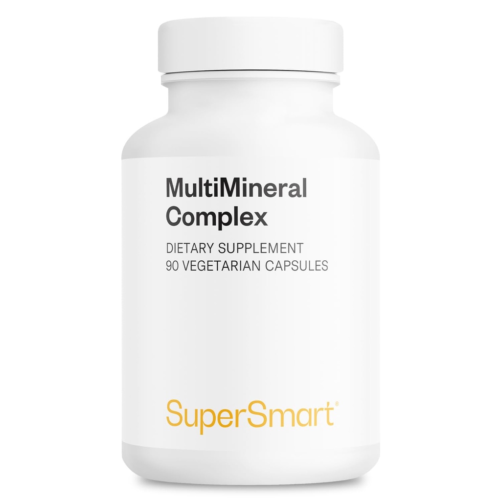 SuperSmart - Multimineral Complex 보충 (풀 스펙트럼) - 마그네슘, 아연, 붕소, 칼슘, 크롬, 셀레늄, 이오딘, 칼륨 | Non-GMO & 글루텐 무료 - 90 채식 캡슐
