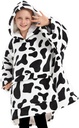 KFUBUO 착용할 수 있는 담요 Hoodie for Kids Sherpa 패턴 포켓 6-10 년 오래 된 소녀 소년 생일 선물 Cow