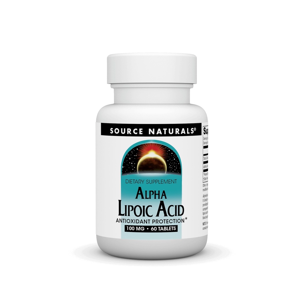 Source Naturals Alpha Lipoic Acid는 건강한 설탕 Metabolism, Liver Function & Energy Generation* -100 mg - 60 정제를 지원합니다.