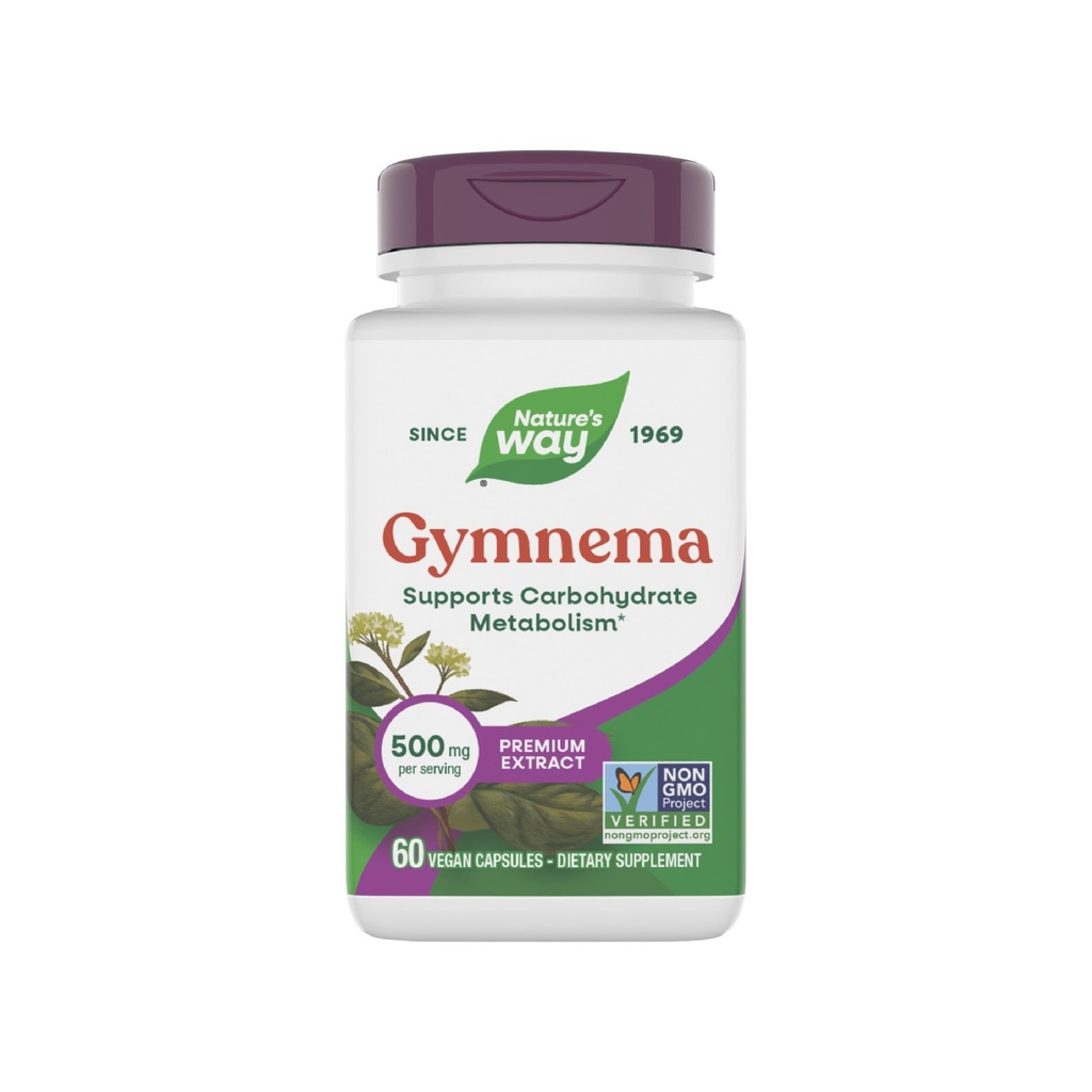 Nature's Way Gymnema Premium Extract, Carbohydrate Metabolism *, 500 mg의 서빙 당, Non-GMO Project Verified, 60 Vegan 캡슐 (포장 할 수있다 Vary)