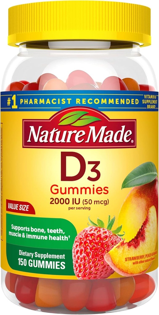 성격은 비타민 D3, 150의 Gummies, 비타민 D 2000 IU (50 mcg), 성인을 위한 비타민 D Gummies 지원 면역력, 강한 뼈 및 이, & 근육 기능, 비타민 D를 위한 매일 가치의 250%를 만들었습니다