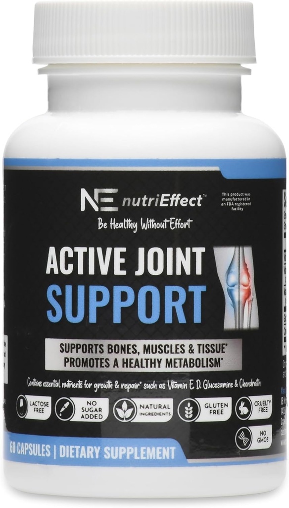 Active Joint Support Supplements | 뼈, 근육 및 조직 지원 | 건강한 물질 대사 촉진 | 천연 성분 - 성장 및 수리에 필수적인 영양소 | 60 개