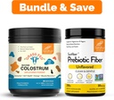 Sandhu의 순수한 Bovine Colostrum 분말 보충 인간 30 서빙 & Prebiotic 섬유 보충교재 분말| Immune, Gut, Digestive & Colon Health 서포트