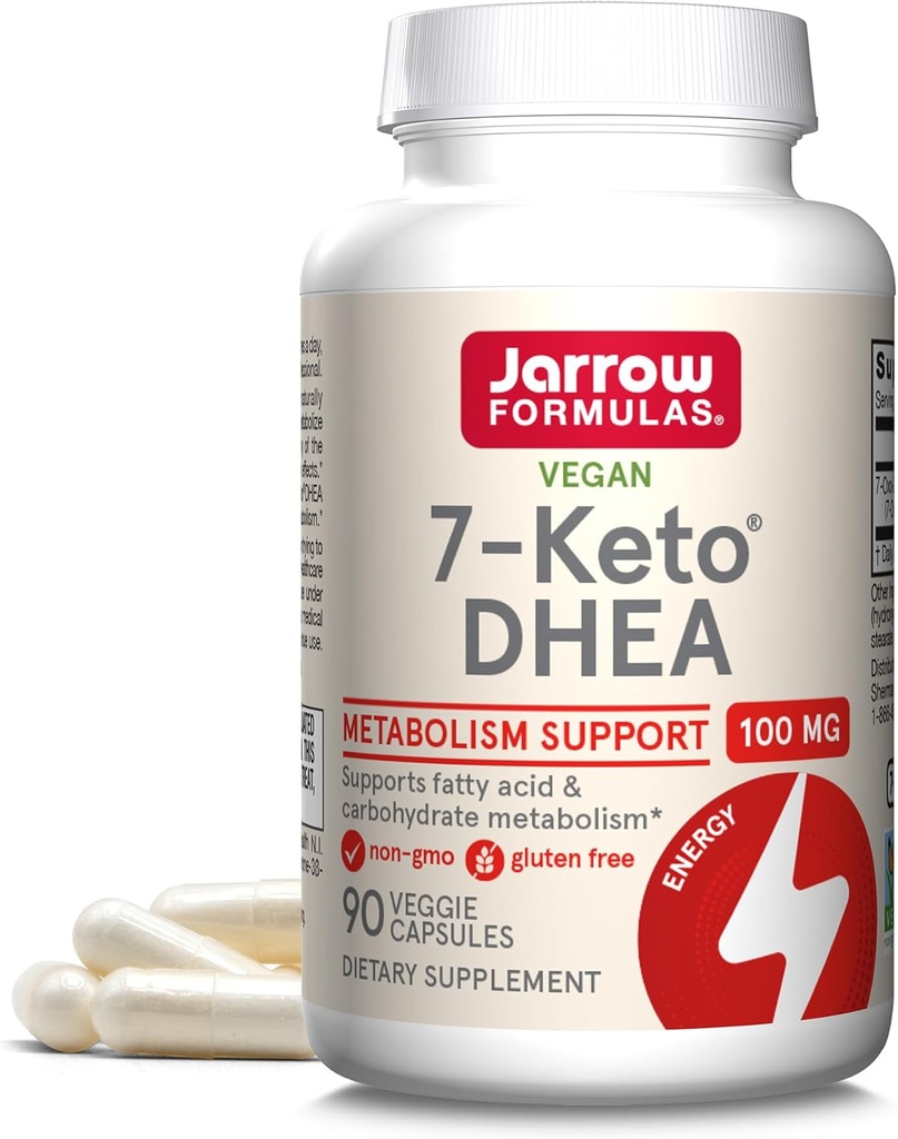 Jarrow Formulas 7-Keto DHEA 100 mg - 90 인분 (Veggie Caps) 다이어트 보충 - 탄수화물 대사 지원 - Non-GMO - 글루텐 무료 - Vegan