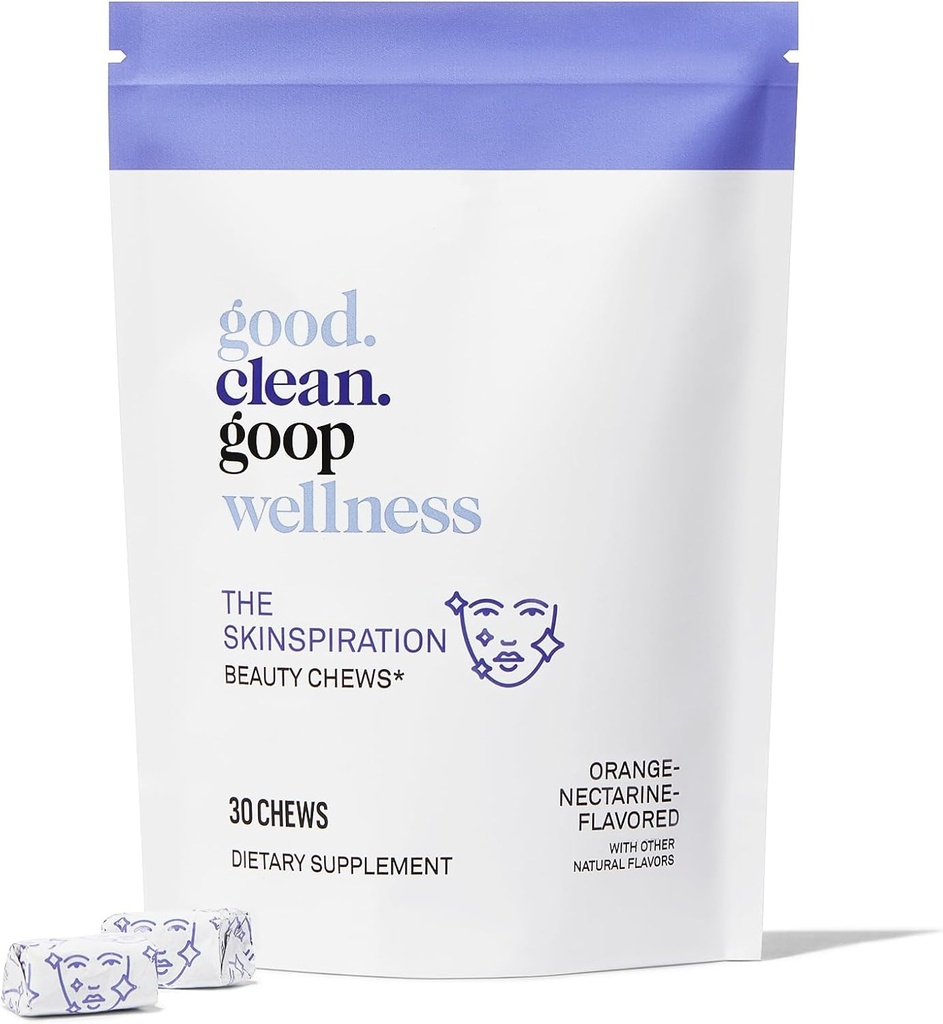 good.clean.goop Wellness The Skinspiration Beauty Chews | Glowing Skin의 다이어트 보충 | 비타민 E & Niacin | 오렌지 Nectarine 맛 | 향상된 피부 관리 루틴 | 30 Chews | Vegan의 팩
