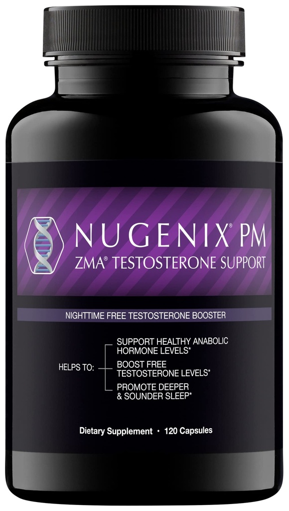Nugenix PM ZMA - 야간 무료 테스토스테론 부스터 및 수면 지원, 120 조사