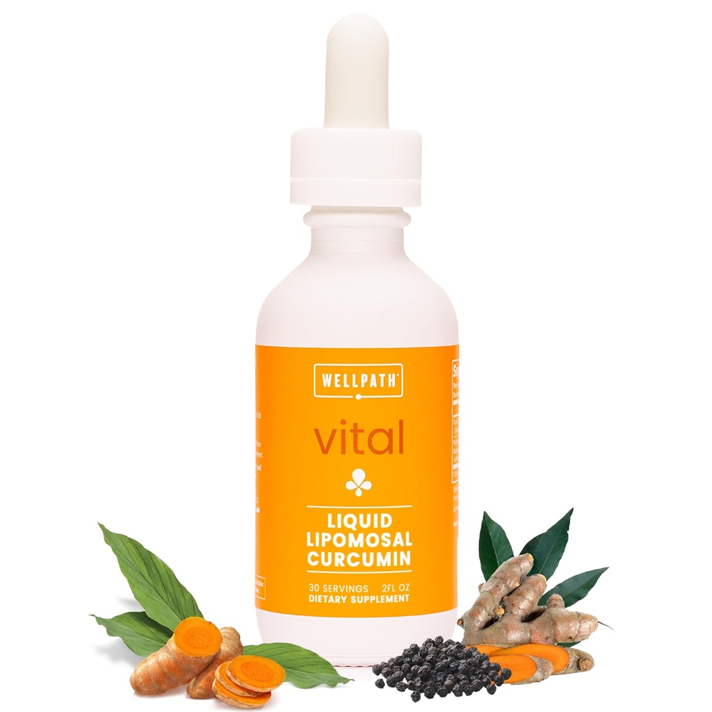 WellPath Liposomal Curcumin 보충교재 | 까만 고추 추출물을 가진 액체 심황 하락 | 강화된 흡수 | 비 GMO, Vegan, 2개 oz