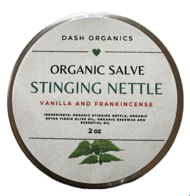 DASH ORGANICS 유기 스팅 Nettle Salve | 바닐라 & 프랭크 냄새 | 2oz Herbal Balm