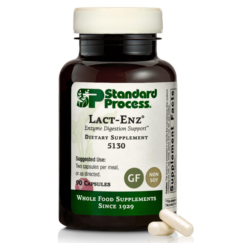 Standard Process Inc. Lact-ENZ - 전체 식품 면역 지원, 소화 및 소화 건강 Bifidobacterium Longum, Cellulase, Protease, Amylase, Lipase, Maltodextrin 및 더 - 90 캡슐