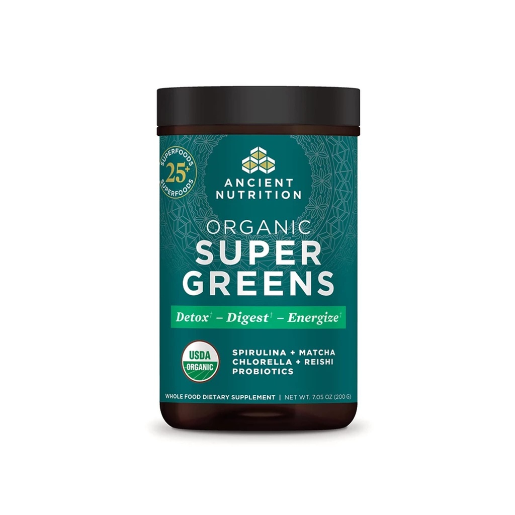 고대 영양 Super Greens Powder, Spirulina, Chlorella, Matcha 및 Digestive Enzymes, 25 서빙, 7.05oz로 만드는 Probiotics를 가진 유기 Superfood 분말