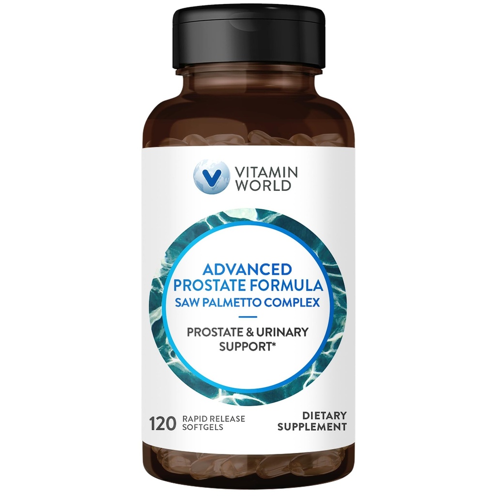 비타민 세계 진보된 전립선 공식은 Palmetto Complex 120 Softgels, 지원 전립선 건강, 우린 건강, 급속한 방출, 글루텐 자유로운을 보았습니다