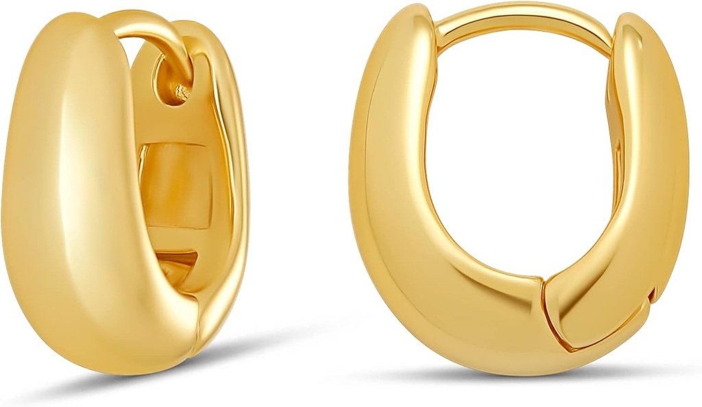 Essentials 14K 골드 또는 스털링 실버 도금 Teardrop Huggie Hoop 12mm