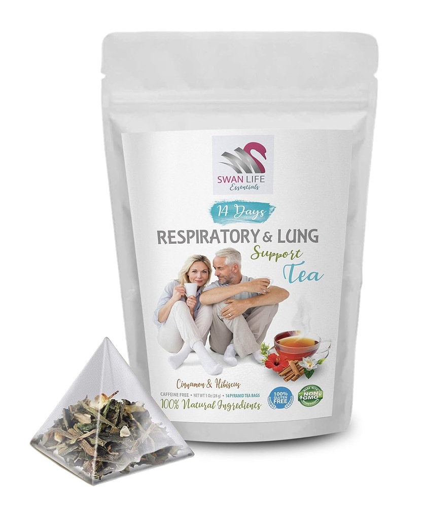 Peppermint 차 - 보충 및 LUNG 지원 TEA 14 일 - astragalus membranaceus 뿌리, Cinnamon, Hibiscus, Marshmallow 뿌리, 유기 허브 차, 폐 지원 허브, 면역 차 - 1Pack 14 부대