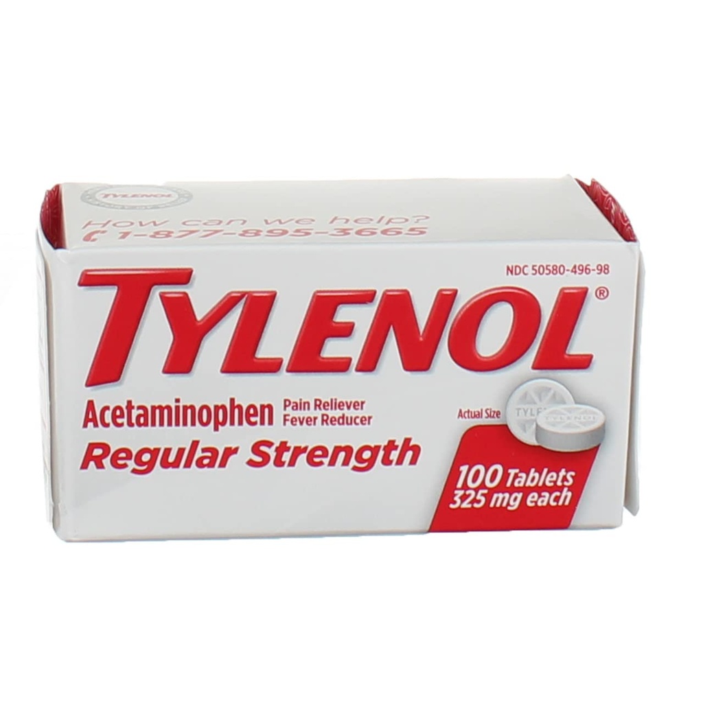 Tylenol Reg Strngth 100'S 크기 100ct Tylenol 325 Mg 일정한 힘 고통 Reliever