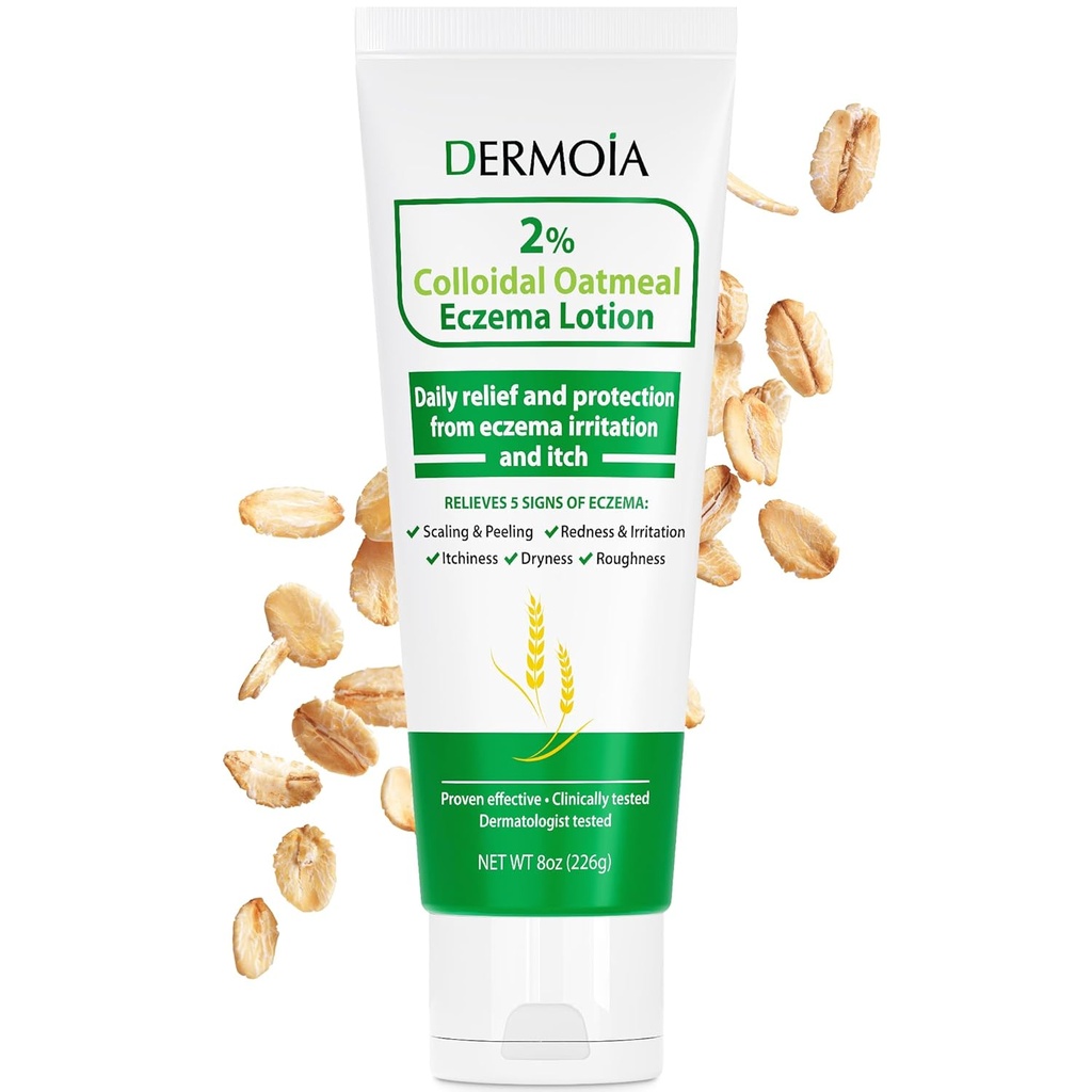 2% 콜로이드 Oatmeal Eczema 로션 - Soothing and Moisturizing Anti-Itch Cream & Body Lotion with Aloe Vera, Shea 및 글리세린 - 뛰어난 Eczema 크림 및 보호 8oz