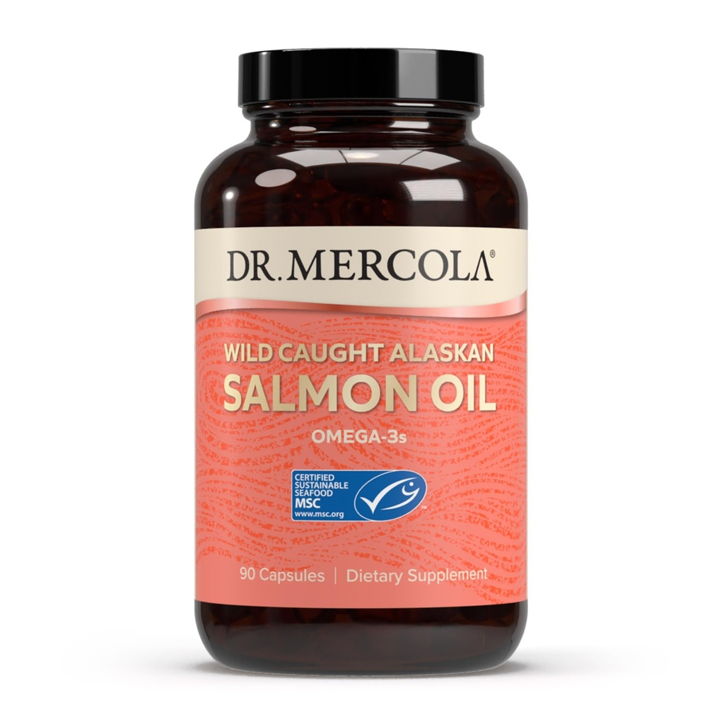 Mercola Wild Caught Alaskan Salmon Oil, 30 인분 (90 캡슐), Omega-3s, Dietary Supplement, 건강한 두뇌 및인지 기능, Non-GMO, MSC 인증 지원
