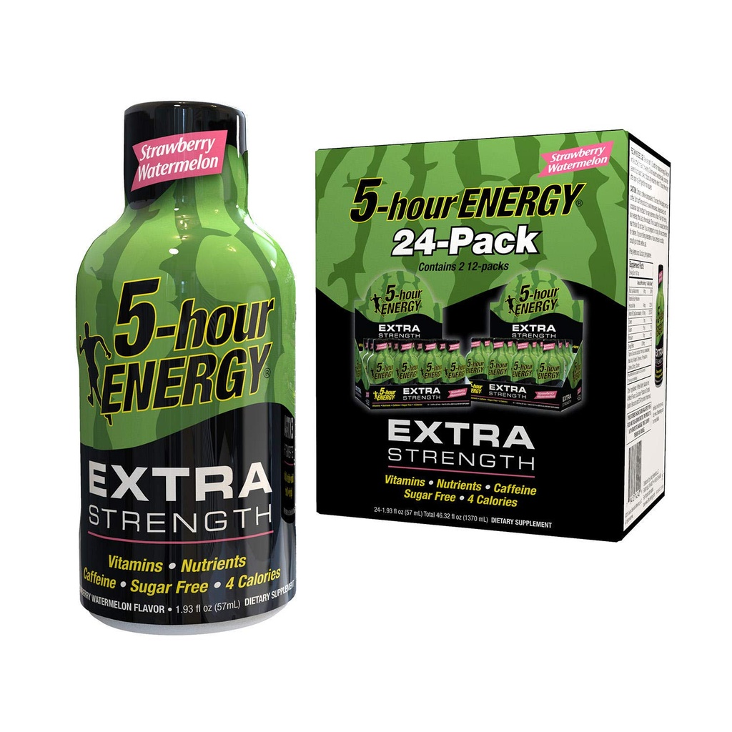 Nill 5-Hour Energy Shot, 추가 강도, 딸기 수박 (1.93 온스, 24 pk.)