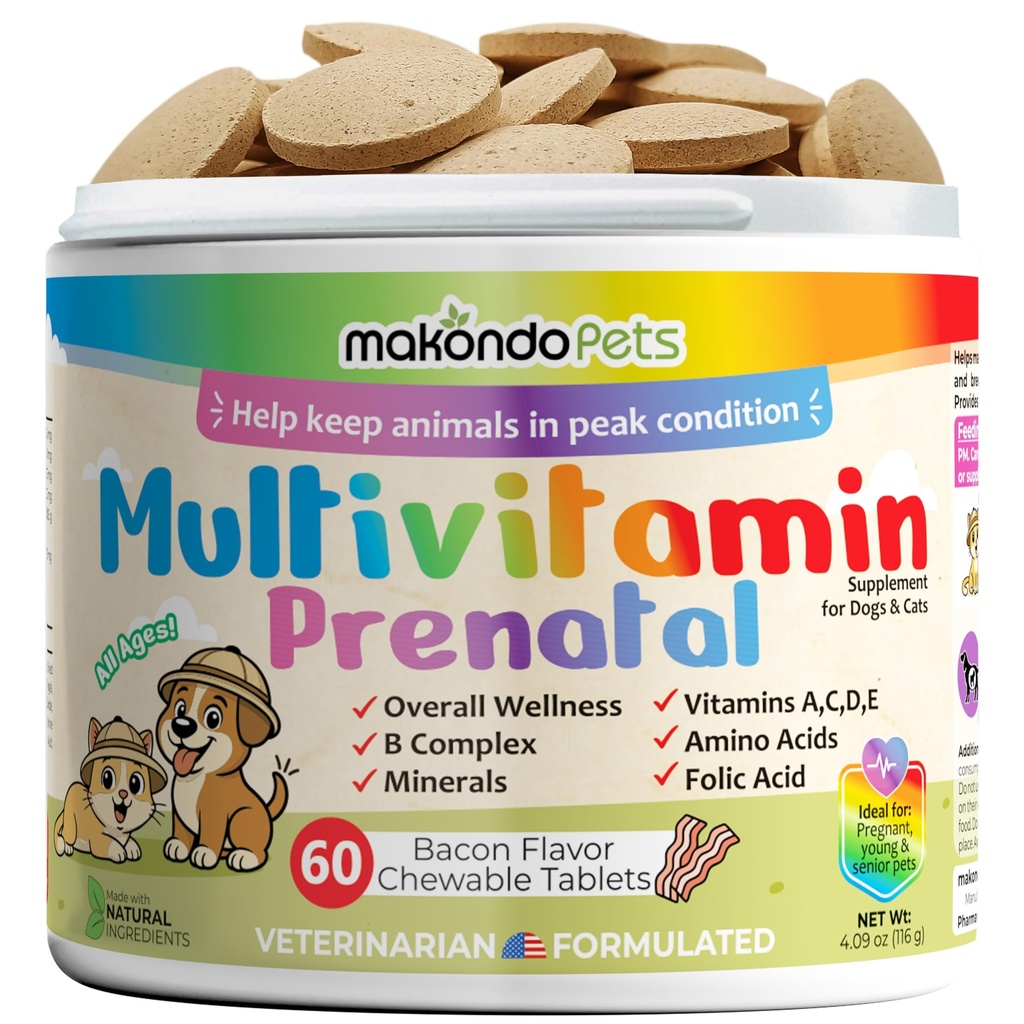 Dog Prenatal Vitamins – Multivitamin, Folic Acid, 칼슘, 철, 미네랄 및 아미노산. 임신, 모유 수유 및 신생 애완 동물에 이상적입니다 - 수석 개 보충, 완전한 강아지 멀티 비타민.