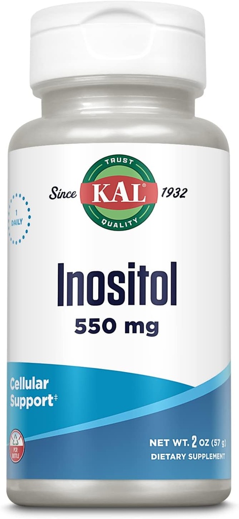 KAL Inositol 분말 550mg, 뇌 건강, 신경 체계 & 계류 지원 보충교재, 세포질 건강 지원, 강화한 흡수 공식, 섞게 쉬운, 대강. 102 서빙, 2oz