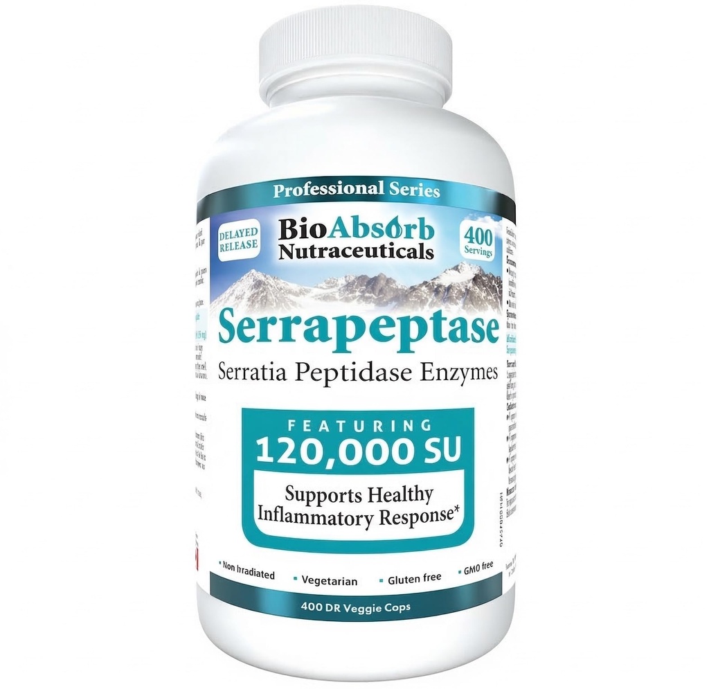 BioAbsorb Serrapeptase 보충교재 120000 SPU의 높은 힘, 지연된 방출