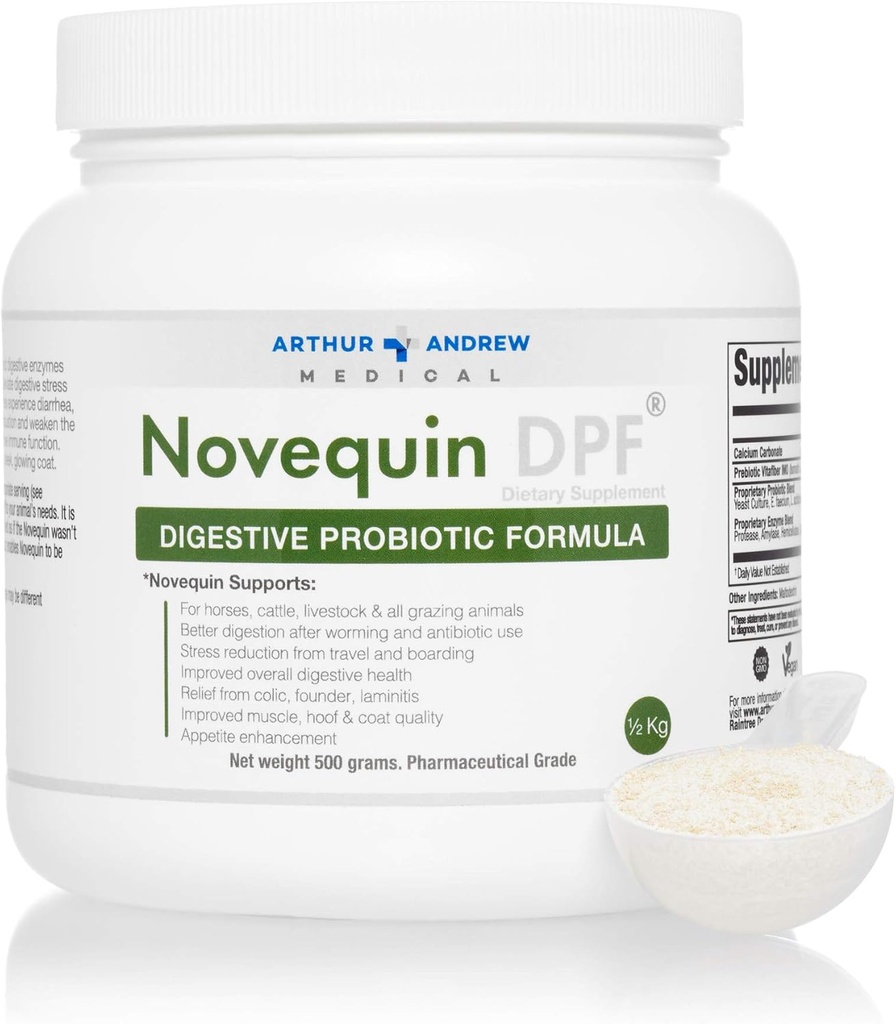 Arthur Andrew 의학, Novequin DPF, 큰 동물, Prebiotics, Probiotics 및 효소, 비 GMO, 500 그램에 대 한 소화 Probiotic 공식