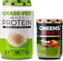 Nutrology Greens & Fruits Powder-Naturally Sourced Superfood, Vanilla Cinnamon (30 서빙) 잔디 Fed Whey Protein Powder, 바닐라 아이스크림 맛 (28 서빙)