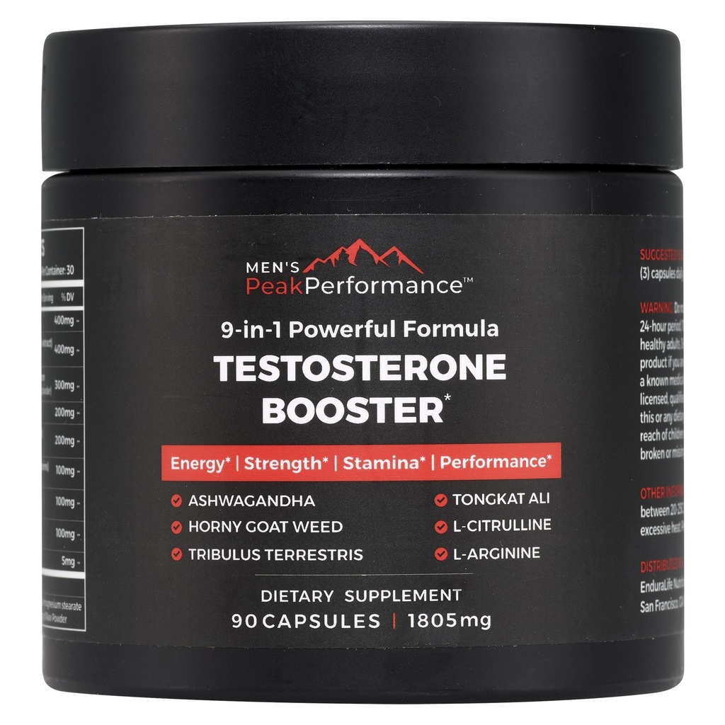 MEN'S PeakPerformance - 남성을 위한 테스토스테론 승압기 보충교재 - 부스트 체력, 근육 성장, 에너지, 힘, 내구력 & 드라이브 - Ashwagandha, Tribulus, L 아르기닌, Tongkat Ali- 90의 캡슐