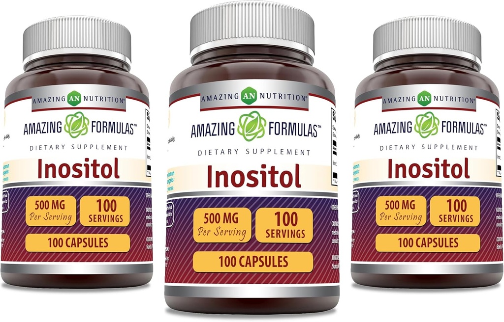 놀라운 수식 Inositol 500 Mg | 캡슐 보충 | Non-GMO | 글루텐 프리 | 미국에서 제작 (패키지 3 | 100개)