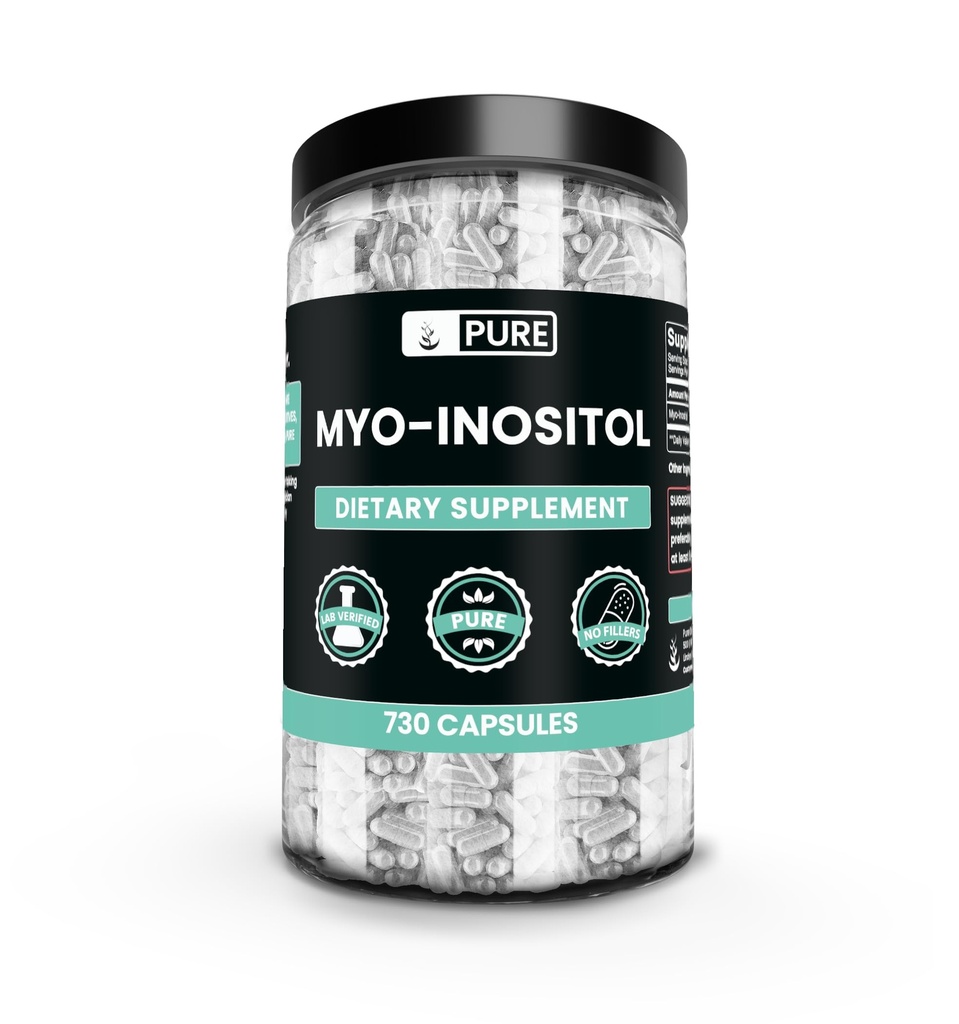 순수한 본래 성분 Myo-Inositol (730의 캡슐) 마그네슘 또는 밥 충전물 없음, 항상, 확인되는 실험실