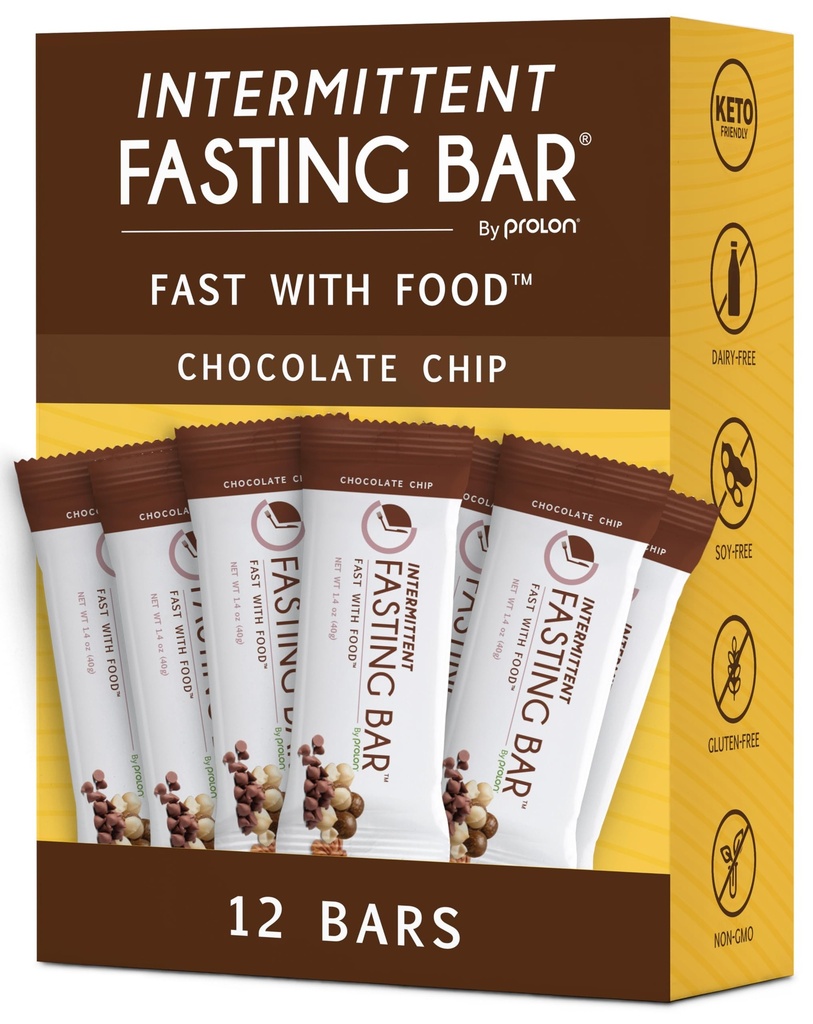 Prolon Fasting Bar | 5g Protein, 7g Fiber | Keto-Friendly, Gluten-Free, Dairy-Free, Plant-Based | Intermittent Fasting의 영양 | 패스트를 깰 수 없습니다 | 초콜릿 칩 (12 개)