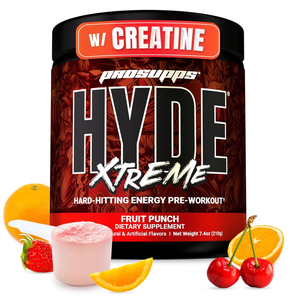 PROSUPPS Mr. Hyde Xtreme Pre Workout Powder with Creatine, Beta Alanine & Caffeine – Extreme Energy, Pumps, Focus & Performance - 남성 및 여성을위한 피트니스 & 체육관 보충제 (Fruit Punch, 30 서빙)