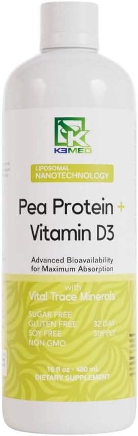 Nanonutrition Pea Protein + Vitamin D3 | Liposomal Nanotechnology | 100 % 천연 성분 | 16 Fl. Oz. | 32 서빙