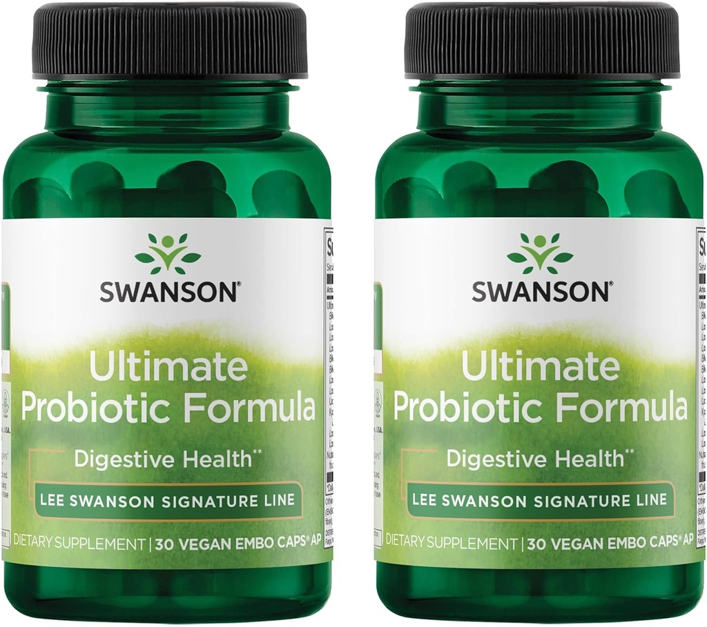 Swanson Ultimate Probiotic 공식 소화 건강 면역 체계 지원 66 억 CFU Prebiotic NutraFlora scFOS 30 DRcaps Veggie 캡슐 (캡) (2 팩)