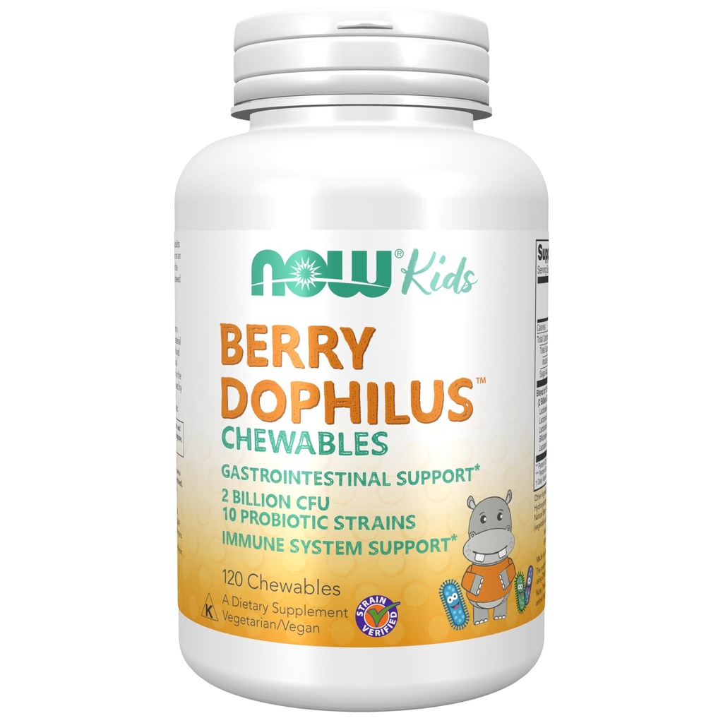 지금 식품 보충제, BerryDophilusTM 2 억, 10 Probiotic Strains, Xylitol Sweetened, Strain Verified, 120 Chewables, 포장은 다를 수 있습니다