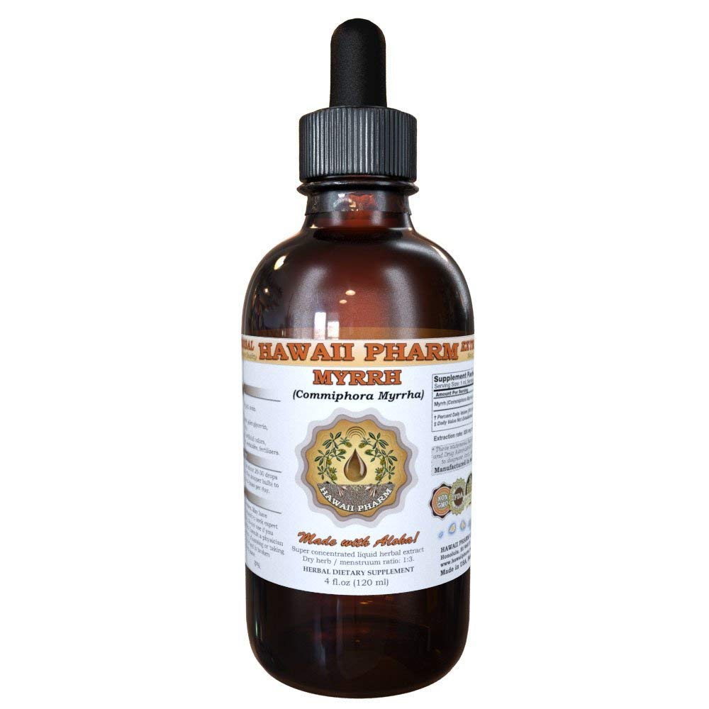 하와이 Pharm Myrrh 액체 추출, 유기 Myrrh (Commiphora myrrha) Tincture 초본 보충, 미국에서 만든, 4 fl.oz