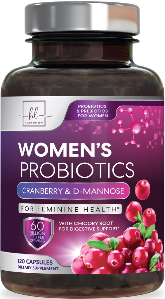 여성 소화 건강 지원을위한 Probiotics - 60 억 CFU 여성 프로바이오틱스, pH 균형을위한 16 Strains, Gut Health, Urinary 및 면역 지원을위한 Cranberry와 질 지원 - 120 캡슐