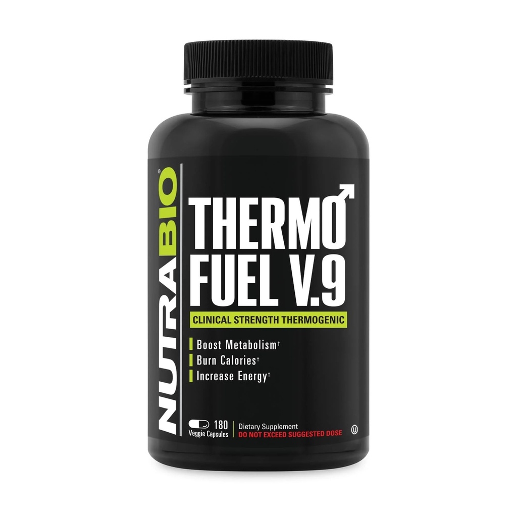 NutraBio ThermoFuel V.9 남자와 여자 대사 부스터 및 식욕 억제제 - 열화성 지방 버너 180 캡슐
