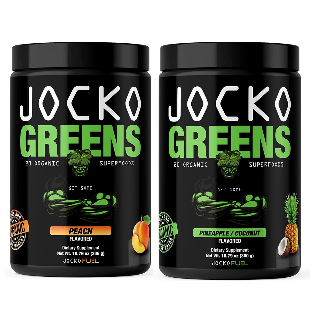 Jocko 연료 녹색 분말 번들 - 건강한 녹색 주스를 위한 녹색 & Superfood 분말 - Spirulina, Chlorella, 소화 효소, & Probiotics에 친절한 Keto - 60의 서빙